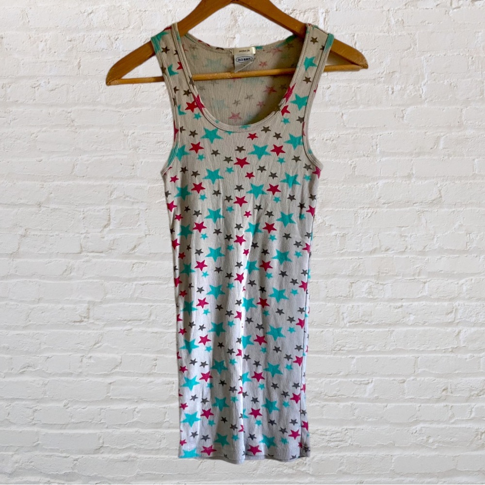 OLD NAVY STAR PRINT PERFECT FIT RIBBED KNIT TANK